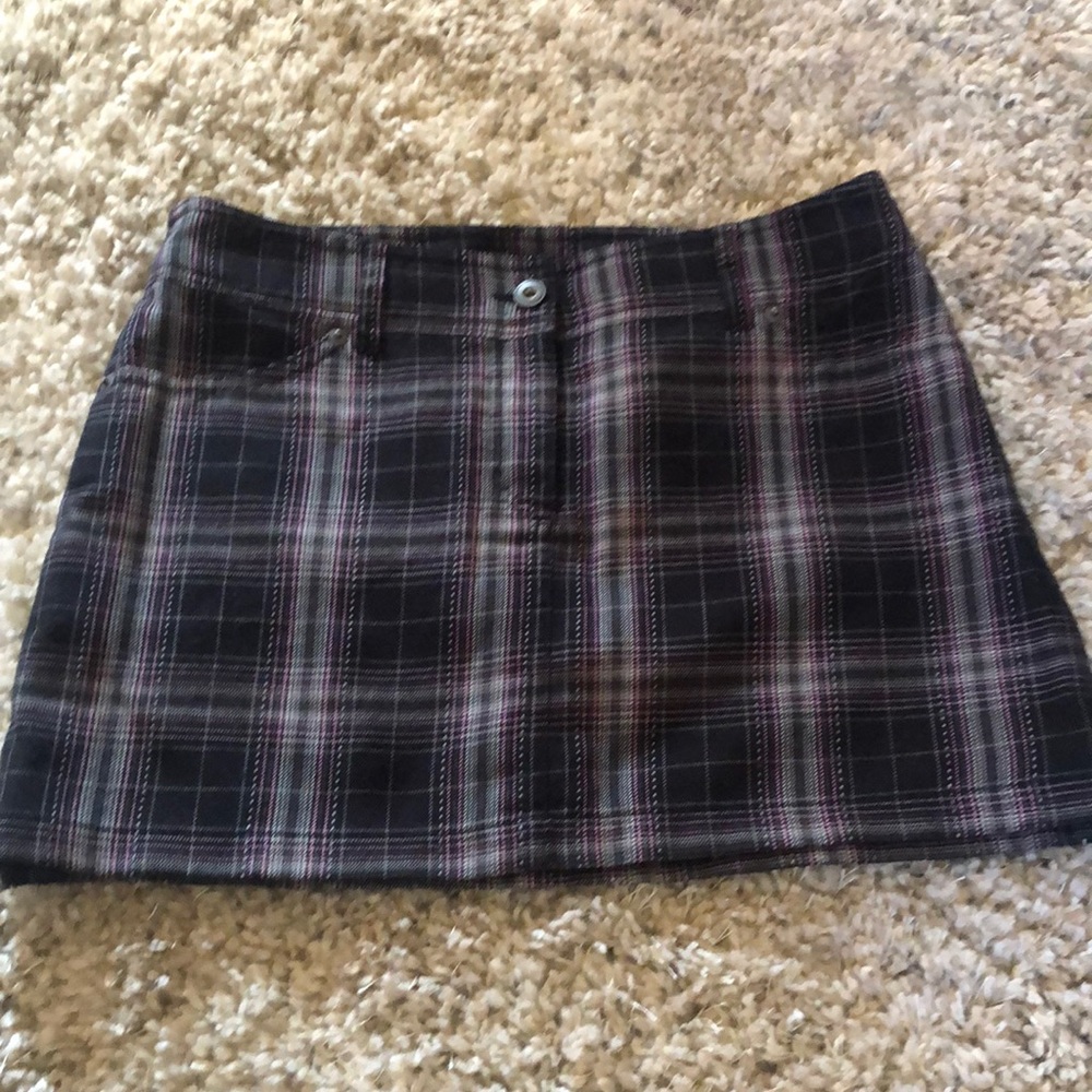 Plaid mini skirt gray pink white